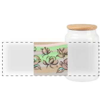 Creative Floral Patterns/Brown/Green/Pink2023/2024 - Panoramic Cookie Jar with Wooden Lid - white - Front
