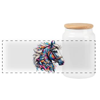 Cheval - Boîte à biscuits avec couvercle en bois - blanc - Devant