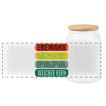 VATERTAG EHEMANN PAPA GARTEN GÄRTNER - Panorama Keksdose mit Holzdeckel - Weiß - Vorne