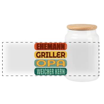 VATERTAG GRILLEN OPA - Panorama Keksdose mit Holzdeckel - Weiß - Vorne