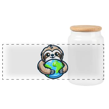 Embrace the Earth Sloth - Panoramic Cookie Jar with Wooden Lid - white - Front