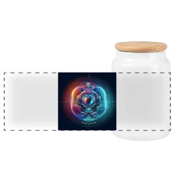 Future Fusion: Holographic & Abstract Gradient - Panoramic Cookie Jar with Wooden Lid - white - Front