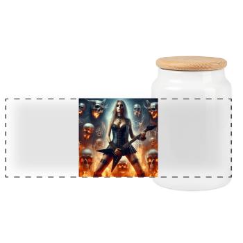 Hell dominated by heavy metal - Panoramic Cookie Jar with Wooden Lid - white - Front