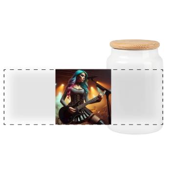 Women's Heavy Metal - Panoramic Cookie Jar with Wooden Lid - white - Front