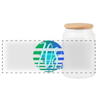70s Dad – Retro Dad Design - Panoramic Cookie Jar with Wooden Lid - white - Front