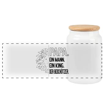 Papa Leo - Un père fort comme un lion, un homme, un roi - Boîte à biscuits avec couvercle en bois - blanc - Devant