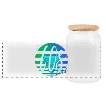60s Dad – Retro Dad Design - Panoramic Cookie Jar with Wooden Lid - white - Front