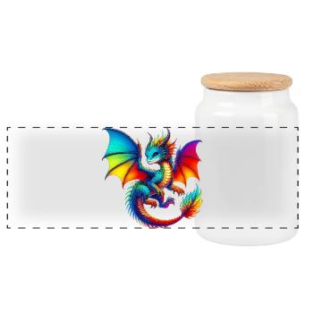 Dragon - Panoramic Cookie Jar with Wooden Lid - white - Front