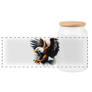 Eagle - Panoramic Cookie Jar with Wooden Lid - white - Front