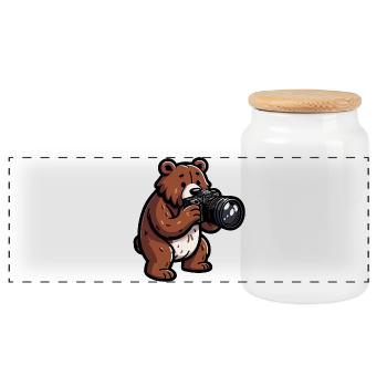 Shutterbear : le photographe de la nature sauvage - Boîte à biscuits avec couvercle en bois - blanc - Devant