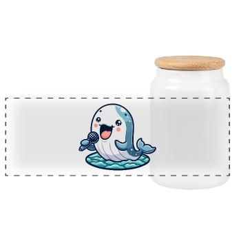 Melody Whale: The Aquatic Crooner - Panoramic Cookie Jar with Wooden Lid - white - Front