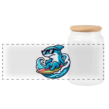 Shark Wave Rider: Die Surf-Sensation - Panorama Keksdose mit Holzdeckel - Weiß - Vorne