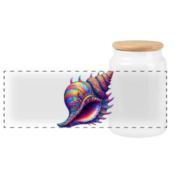 Coquille - Boîte à biscuits avec couvercle en bois - blanc - Devant
