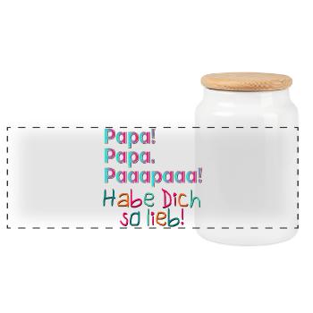 VATERTAG PAPA KIND - VATER LIEB HABEN - Panorama Keksdose mit Holzdeckel - Weiß - Vorne