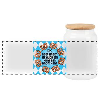 KRABBENBRÖTCHEN BAYERN - Panorama Keksdose mit Holzdeckel - Weiß - Vorne