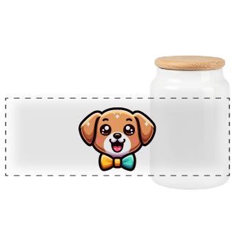 Beau Bowwow : Le chiot pimpant - Boîte à biscuits avec couvercle en bois - blanc - Devant