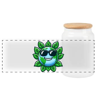 Cool Planet : la Terre respectueuse de l’environnement - Boîte à biscuits avec couvercle en bois - blanc - Devant