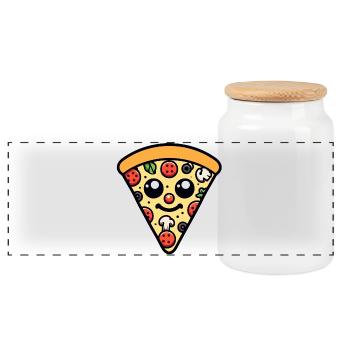 Pepperoni plein d’entrain : la tranche heureuse - Boîte à biscuits avec couvercle en bois - blanc - Devant