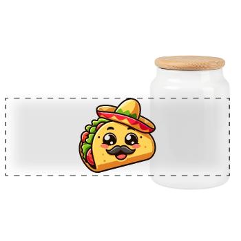 Fiesta Taco: The Savory Senor - Panoramic Cookie Jar with Wooden Lid - white - Front