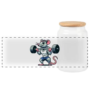 Mighty Mouse Lifter: Der Workout-Krieger - Panorama Keksdose mit Holzdeckel - Weiß - Vorne