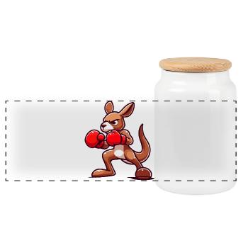 Kanga Punch : Le Roo de la boxe - Boîte à biscuits avec couvercle en bois - blanc - Devant