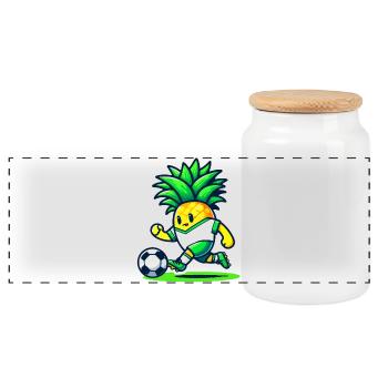 Pineapple Goalie: Der Fußballstar - Panorama Keksdose mit Holzdeckel - Weiß - Vorne