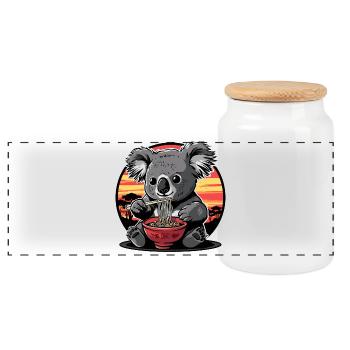 Lustig Koalabär Ramen Nudeln Koalabären Koala - Panorama Keksdose mit Holzdeckel - Weiß - Vorne