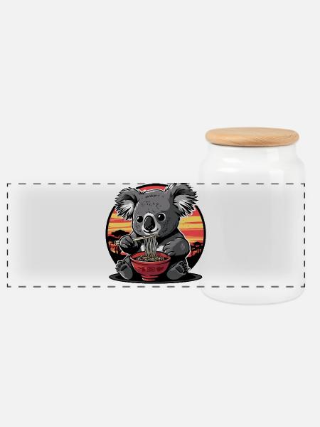 Lustig Koalabär Ramen Nudeln Koalabären Koala - Panorama Keksdose mit Holzdeckel - Weiß