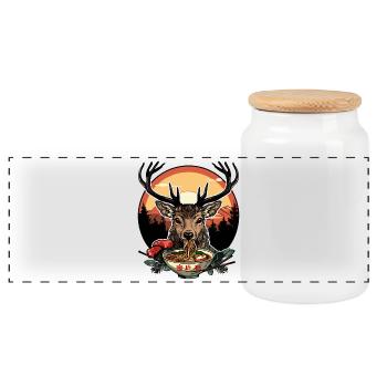 Cerf Ramen Japon Cerf Cerf Cerf Rétro Vintage - Boîte à biscuits avec couvercle en bois - blanc - Devant