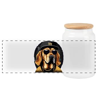 Cadeau de chien Bloodhound Gangsta Gangster - Boîte à biscuits avec couvercle en bois - blanc - Devant