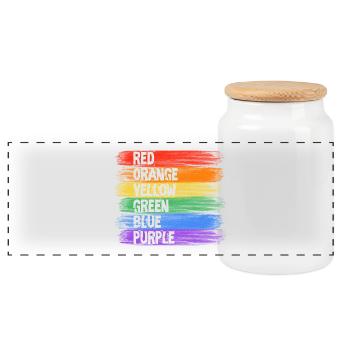 Rainbow Colors Stripe Art - Panoramic Cookie Jar with Wooden Lid - white - Front