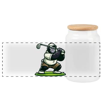 Gorille de golf - Boîte à biscuits avec couvercle en bois - blanc - Devant