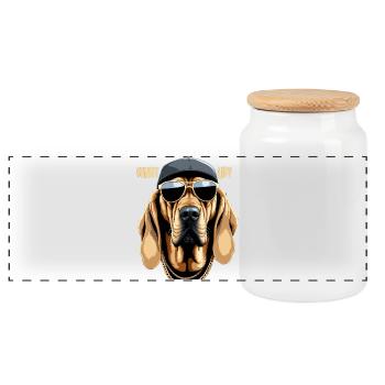 Bloodhound Was geht Gangsta Hund Geschenk - Panorama Keksdose mit Holzdeckel - Weiß - Vorne