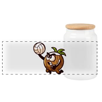 Spike die Volleyball-Eichel - Panorama Keksdose mit Holzdeckel - Weiß - Vorne