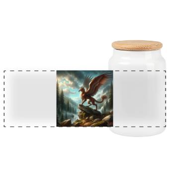 Péryton - Boîte à biscuits avec couvercle en bois - blanc - Devant