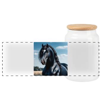 L’élégance du cheval - Boîte à biscuits avec couvercle en bois - blanc - Devant