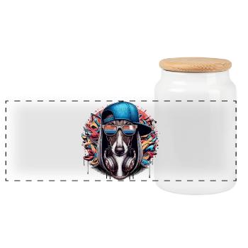 Windhund Gangsta Hund Graffiti Geschenk - Panorama Keksdose mit Holzdeckel - Weiß - Vorne