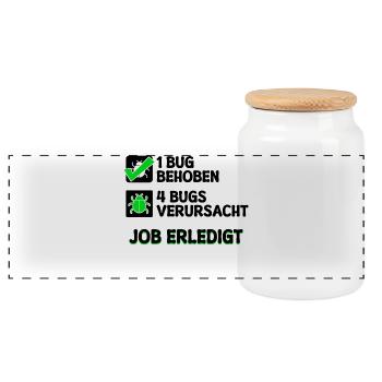 Open Source Bugfixing Bugs Developer Programmier - Panorama Keksdose mit Holzdeckel - Weiß - Vorne