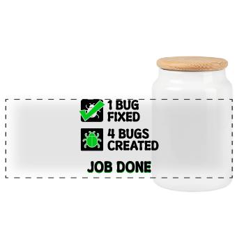 Programmierer Developer Bugfixing Bugs Skripting - Panorama Keksdose mit Holzdeckel - Weiß - Vorne