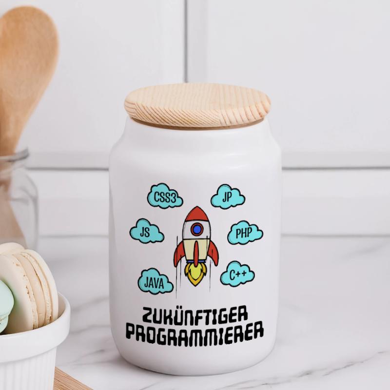Css Code Developer C++ Java Php Programmierer Panorama Keksdose mit Holzdeckel