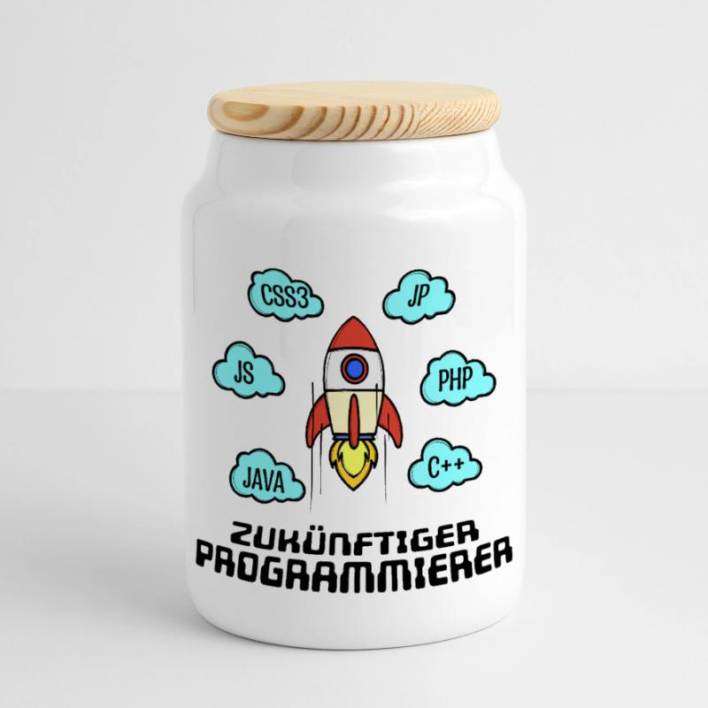 Css Code Developer C++ Java Php Programmierer Panorama Keksdose mit Holzdeckel