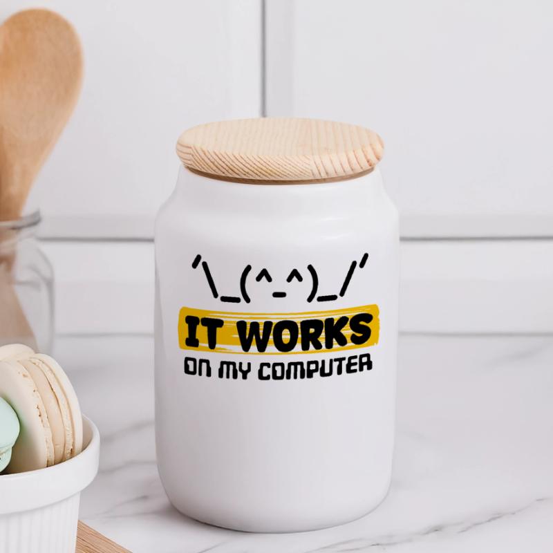 Coden Skripting Computerfreak Developer Statement Panorama Keksdose mit Holzdeckel