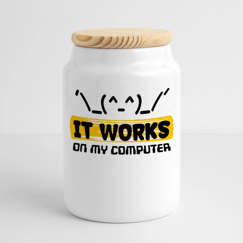 Coden Skripting Computerfreak Developer Statement Panorama Keksdose mit Holzdeckel