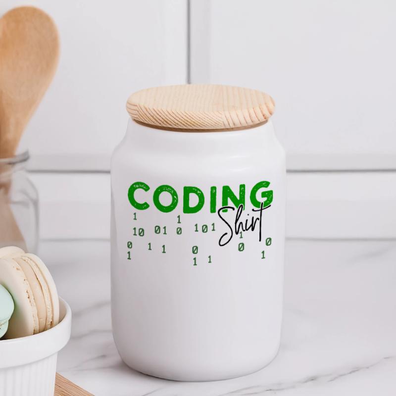 Coden Developer Programmer Web Developer Saying Panoramic Cookie Jar with Wooden Lid