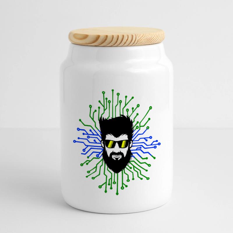 Nerd Developer Computer Code Informatik Debug Panorama Keksdose mit Holzdeckel