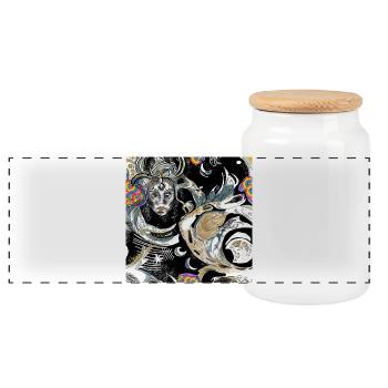 Celestial Wonder Fusion of Artistry - Panoramic Cookie Jar with Wooden Lid - white - Front