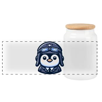 Flight of the Ice Pilots - Panoramic Cookie Jar with Wooden Lid - white - Front