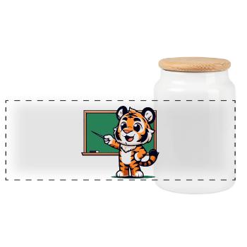 Die Klasse von Professor Tiger - Panorama Keksdose mit Holzdeckel - Weiß - Vorne