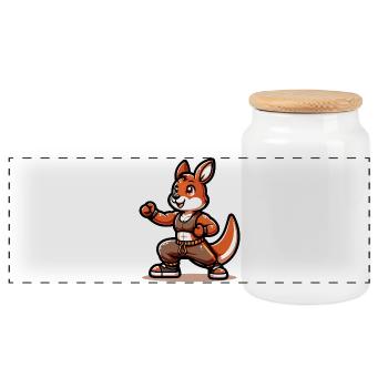 Coup de pied kangourou sensei - Boîte à biscuits avec couvercle en bois - blanc - Devant