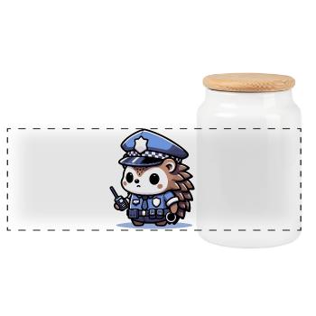 Patrol Pals - Brave Hedgehog - Panoramic Cookie Jar with Wooden Lid - white - Front